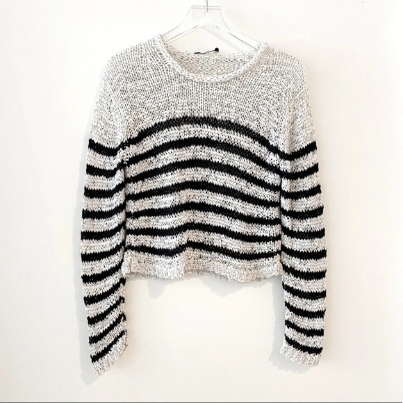 Alexander Wang Striped Crop Knit Sweater Small - Picture 2 of 6